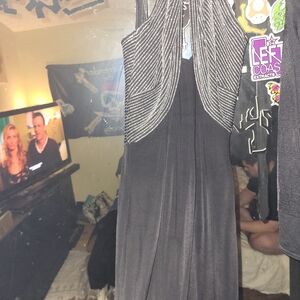 Tadashi Shoji Black and Gray Strapless Dress